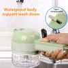 Fruit Vegetable Tools Multifunctional 4 In1 Electric Vegetable Cutter Slicer Garlic Mud Masher Chopper Cutting Pressing Mixer Food Slice Usb Charging 230417