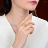 Cluster Rings S925 Sterling Silver Natural Amber Beeswax Light Luxury All-match Fashion Egg Noodle Ladies Open Ring