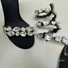 Designer Sandal Heel Sapatos Sapatos Quadrados Diamante Crystal Slides Super Hight Heled 9,5 cm Tamanho de couro 34-43
