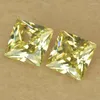 Perles vente 2 2-12 12mm 5A couleur jaune citron clair CZ gemmes forme carrée princesse coupe pierre de zircon cubique synthétique pour la fabrication de bijoux