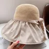 Chapeaux à large bord chapeau de plage mode noeud papillon décor grandes femmes filles Protection UV pare-soleil pour casquette d'été en plein air