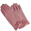 Damen-Luxus-Handschuh, Schaffell-Handschuhe, modische Designer-Handschuhe mit Buchstaben-Bowknot, modische Handschuhe, warme Plüsch-Gants, süße Mädchen