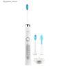 Brosse à dents 1Set Brosse orale Nettoyeur de dents Poignée confortable ABS Sonic Brosse à dents électrique rechargeable 3 têtes de brosse Couple Q231117