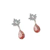 Dangle Earrings Light Luxruy Temperament Orange Drop Women Korean Fashion Silver Needle Jewelry Super Charming Crystal Fairy