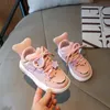 Athletic Outdoor 2023 New Girls' Sports Shoes Star Cute Edition Lace Children's Fashion Casual Sports Shoes Unique Breathable Solid PU 231117