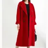 Women's Wool Blends 2023 Koreansk version Autumn Winter Women Coat Isolation Elegant Gentle Lapel Midja Löst kashmirrockar för kvinnor 231116