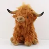 Plush Dolls 25cm Simulation Highland Cow Plush Animal Doll Soft Stuffed Highland Cow Plush Toy Kawaii Kids Baby Gift Toy Home Room Decor 230504