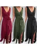 Casual Dresses Wywmy 2023 Women Summer Dress Sexig Deep V-Neck Cross Belt ärmlös Fashion Elegant Side Slitt Long For Party