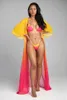 Kvinnors badkläder baddräkt Bikinis Set 2023 Summer Gradient Color Deep V-Neck Low Midje Party 971613
