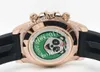 BTF 4130 Factory Super Men's Chronograph 40mm polshorloges Zwarte wijzerplaat met 18K Rose Gold Ploated Ceramic Bezel Sapphire Wimbledon Rubber Automatic Watch
