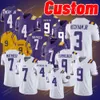 Maillot personnalisé LSU Tigers Football Burrow Joe Burreaux Tyrann Mathieu Williams Fournette Delpit Beckham Jr. Justin Jefferson Chase Daniels Guice College Femmes Enfants