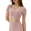 Kvinnors tankar klipper ut design Kort ärm Pink Elegant Casual Sporty Tshirt Top Fashion Yoga outfit snabb torr andas lyxstil