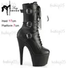 Laarzen Dames ENKELlaarzen Punk Gesp 17 CM Mode Platform Exotische Danser Trainingsschoenen Nachtclub Hoge Hakken Gothic Moderne Laarzen T231117