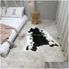 Halılar Cowe Halı İnek E Halı Oturma Odası Yatak Odası Baskı Polyester Sahte Kürk Halıları Yapay Hayvan Derisi Ev Dekorcarpets Delek de Dhg8r