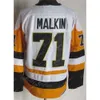 Uomo Vintage Classic hockey''nHl'' 87 Sidney Crosby Retro Jersey 71 Evgeni Malkin CCM Nero Bianco Blu Giallo Colore della squadra Ricamo e cucito per