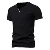 T-shirts pour hommes T-shirt pour hommes Slim Fit col en V à manches courtes décontracté Polyester haut en coton été mode basique grande taille