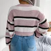 Suéteres de mujer Casual a rayas de manga larga Crop Top jerseys y suéteres de punto Otoño Invierno ropa 231117