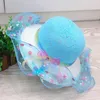 Cappelli Sole Bambino Neonata Cappello Estivo Nastro Decorare Paglia Ondulata Per Ragazze Bambini Spiaggia 52cm