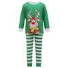 Tenues assorties pour la famille Pyjamas de Noël Ensemble familial assorti Pyjamas de Noël à manches longues Rayé Cerf vert Imprimé Maman Fille Enfants Couples Tenue 231117