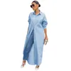 Abiti casual Camicia bianca lunga ampia Abito da donna Abiti primaverili Manica abbottonata Maxi Per streetwear oversize