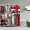 Dafield London Duş Perdesi İngiliz Big Ben UK Jack Flag Telefon Önyükleme Kulesi Köprüsü London City Street Duş Perde264y
