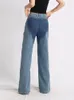 Dżinsy damskie TwotWinstyle swobodne jeansy dla kobiet wysoko talia pusta Patchwork Floral Sexy Flare Jean Fash Fashion Ubranie 231116