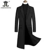 Herr ullblandningar 2023 Autumn and Winter Boutique Woolen Black Grey Classic Solid Color Thick Warm Long Trench Coat Male Jacket 231116