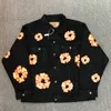 Europe Vintage Lovers Couples Denim Jacket with Flower Print Short Outerwear Coats 23FW Nov 16th