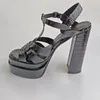 Sandaler 2023 Summer Women's Shoes Roman Platform Chunky Heels for Women High Heel Stone Elegant Party Footwear Big Size 43