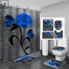 5 couleurs Rose imprimé 3D rideau de douche imperméable Polyester salle de bain rideau anti-dérapant tapis de bain ensemble tapis de toilette tapis décor à la maison 2270A