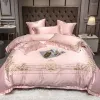 Ensembles de literie Style européen Luxe Broderie Noble Mariage 600TC Coton Satin Ensemble Housse de couette Drap de lit Taie d'oreiller Reine Roi