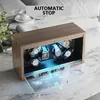 Watch Boxes Cases Watch Winders Box 6 Slots Black Walnut Grain Wooden Fully Automatic Watch Upwind Cover Open Stop with LED Light TPD 6-8 Rotator 231116