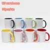 US warehouse 11oz sublimation Inner colorfs coffe mugs Pearlescent ceramic mugs with colorful handle cups243S