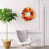 Decorative Flowers 40/50cm Halloween Wreath Pumpkin Berry Decoration Maple Garland Rattan Artificial Fall Front Door Home Decor Thanksgiving