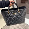 Högkvalitativ klassisk dubbelbokstavsdesigner Tote Channell Bag French Brand Fashion Women Shoulder Bag Handväska Famous Diamond Lattice Luxury Leather Lady Clutch Bag