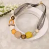 Kedjor kvinnors träpärlor halsband för kvinnor geometriska träpärlor halsband hängande uttalande modesmycken gåva