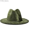 Brede Rand Hoeden Emmer Hoeden 2020 Nieuwe Dames Heren Goud fluwelen Fedora Hoed Gentleman Elegante Dame Winter Herfst Brede Rand Jazz Kerk Panama Sombrero Cap 56-58CM YQ231116