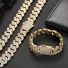 19mm Wide Iced Out Cadeias Bling CZ Stone Gold Miami Colar Chain Chain colar Bracelet Men's Hip Hop Colares Jewelry307V