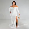 Robes de grande taille KEXU Sexy haute fendue élégante soirée femmes célébrité fête Maxi robe à manches longues sans bretelles moulante longue