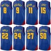 Imprimer Hommes Femme City Basketball Reggie Jackson Jersey 7 Peyton Watson 8 Christian Braun 0 Justin Holiday 9 Julian Strawther 3 Zeke Nni 22 Nom personnalisé gagné