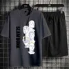 男性のトラックスーツスラムダンクコットンプリントスポーツウェアスポーツスーツTシャツショーツ2ピース日本のアニメキャラクタートレーニング230417