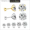 Stud Luxusteel 1pairs/2st Rostfritt stål Crystal Studs örhängen för kvinnor Män 4 PRONG TRAGUS RUND CLEAR CUBIC ZIRCONIA EAR JEWELLRYL231117