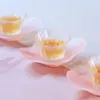 Cups Saucers Colored Glaze Flower Boat Style Wine Water Coffee Tea Cup Base Tray Bowl Holder Glass Drinkware Saucer Dessert Cake Fruit Plate