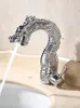 Robinets de lavabo de salle de bain Robinet en forme de dragon sculpté à la main Art Full Copper