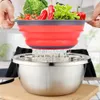 Silikonowe składanie kosza do mycia warzyw koszyka warzywna Składany sitek Durwarka Zamknięte narzędzie do przechowywania kuchennego