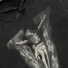 Designer Hoodie Mens Fonette Streetwear Streetwear Saint Michael V Tops Lone Crea congiuntamente vecchi graffiti danneggiati Big V sciolti