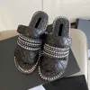 Summer Slippers Blade Women039s Hemp Rope Woven Metal Chain Sandal Slipper Designer Fashion Luxury Elegant Simple Material Flat Shoes Comfortable Design NO331