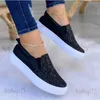 Chaussures habillées 2023 nouvelles femmes chaussures plates cristal brillant étoile couture décontracté semelle épaisse antidérapant mode cuir tennis baskets mocassin chaussures T231117