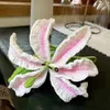 Decorative Flowers Finished Hand Knitted Lily Hand-Woven Crochet Artificial Bouquet Home Decor Wedding Flower Valentine's Mother's