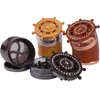 Rudder Diamond Metal Herb Grinders With Wood-grain Tobacco Grinder 4-Pieces Hand Grinding Shredder Crusher Bend Style